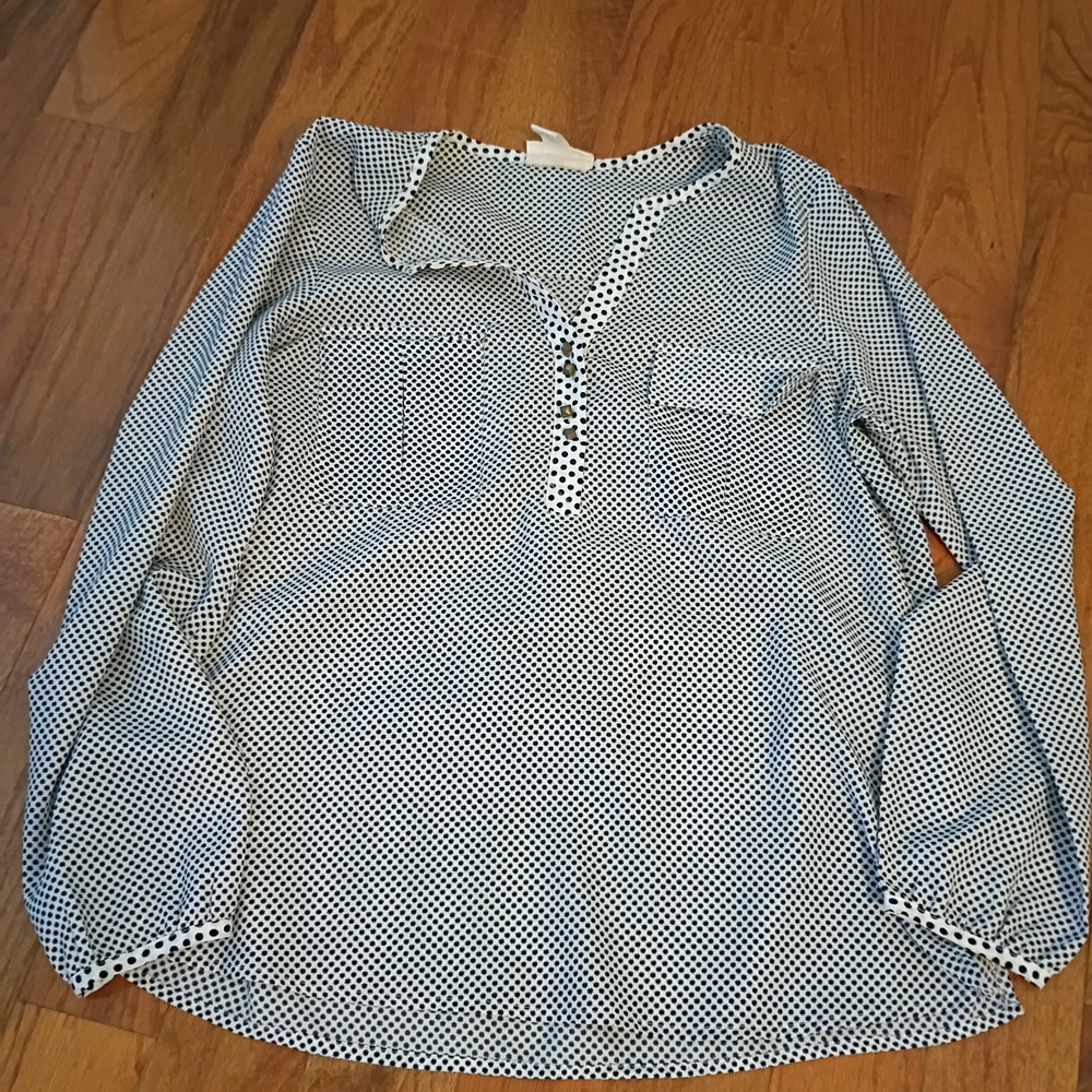 Red Camel Black and White Polka Dot Blouse